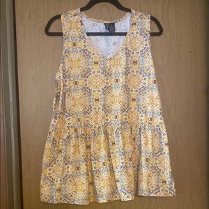 Yellow and White Tiered Tank Top